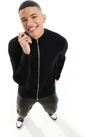 Only & Sons Full zip ribbed jumper in