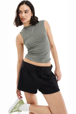 Miss Selfridge Sleeveless slash neck tank top in sage green