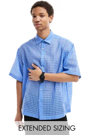 ASOS Short sleeve boxy oversized sheer gingham shirt in