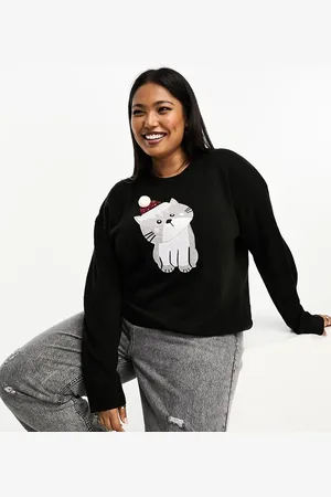 Brave Soul Plus cat christmas jumper in