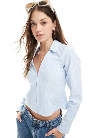 Miss Selfridge Poplin fitted shirt in stripe