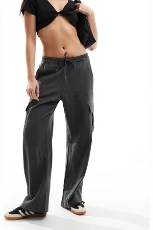 Hollister Adjustable rise cargo parachute pants in dark