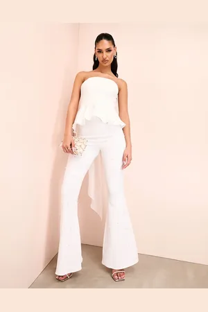ASOS Pearl embellished flared trousers in