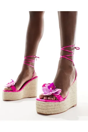 Public Desire Tabatha heeled espadrille with flower in