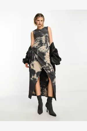 COLLUSION Slash neck wrap tie dye maxi dress in