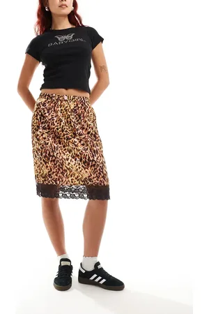 Reclaimed Lingerie slip skirt in leopard print