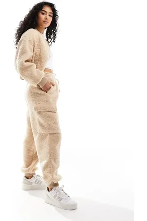ASOS Teddy borg jogger in biscuit co-ord