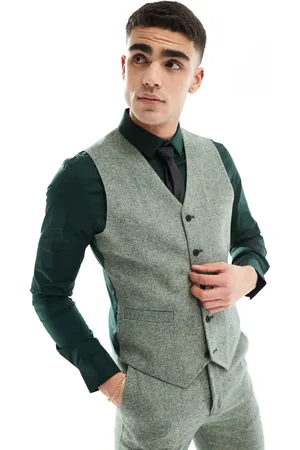 ASOS Slim fit wool mix suit waistcoat in bottle tweed