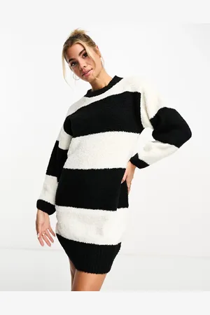 Pimkie Striped sweater dress in black and white