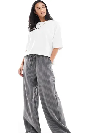 Stradivarius Petite tailored pull on trouser in pinstripe