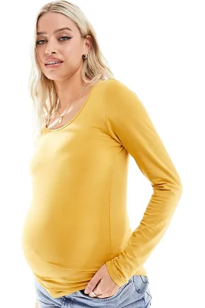 Mama;licious Mamalicious Maternity long sleeve scoop neck top in
