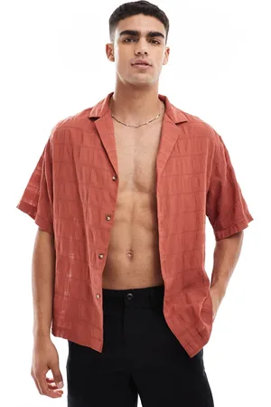 ASOS Oversized revere shirt in light weight texture in rust