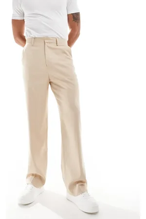 ASOS Wide leg suit trouser in camel micro texture