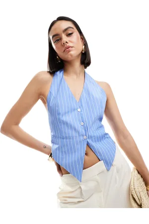 Stradivarius Halterneck pinstripe waistcoat in
