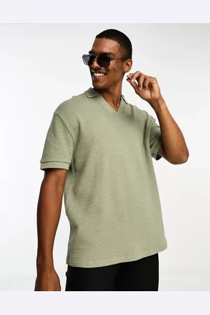 ASOS Relaxed waffle polo in khaki