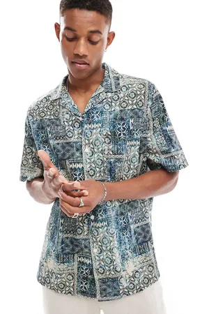 ASOS Relaxed revere shirt in tonal vintage print