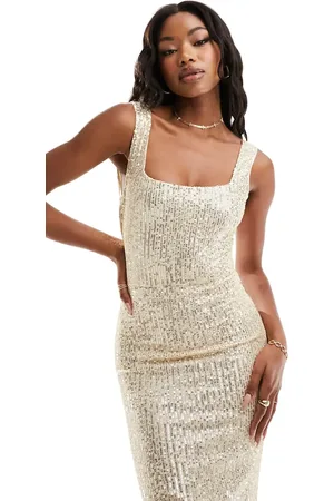 ASOS Square neck sequin midi dress in