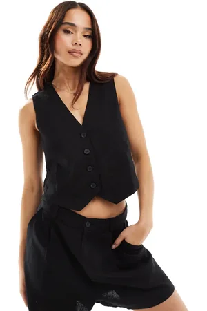 Pull&Bear Linen waistcoat co-ord in