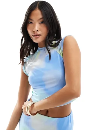 VERO MODA Mesh cropped top co-ord in pastel ombre print