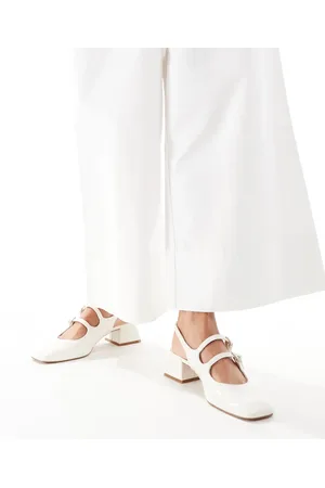 Stradivarius Heeled mary jane shoe in ecru