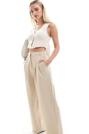 Miss Selfridge Tailored wide leg trouser in stone