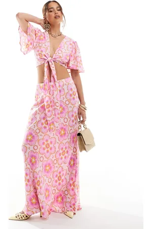 Y.A.S Maxi skirt co-ord in pink floral