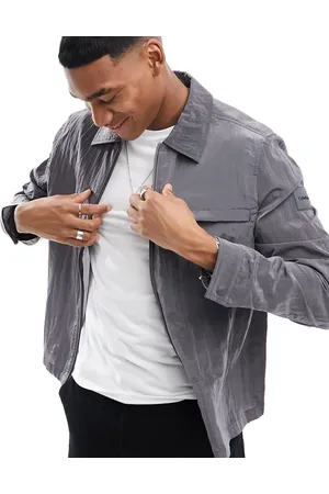 Calvin Klein Crinkle 2.0 shirt jacket in charcoal