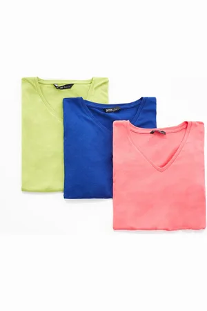 Yours 3 pack v neck t-shirts in pink, navy and green