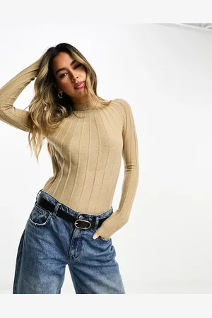 MANGO High neck jumper in tan