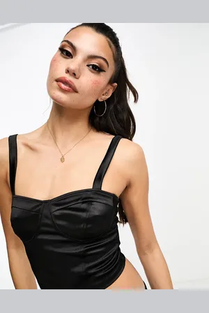 Miss Selfridge Satin corset bralet in