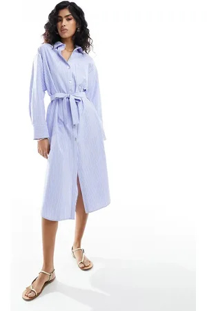 Stradivarius Cotton shirt dress in stripe