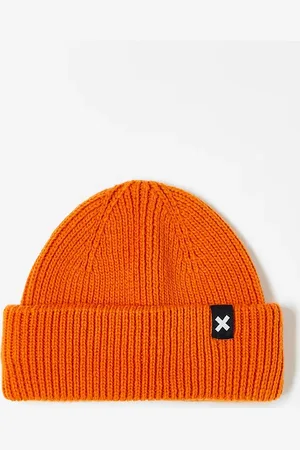 COLLUSION Unisex logo fisherman beanie in rust