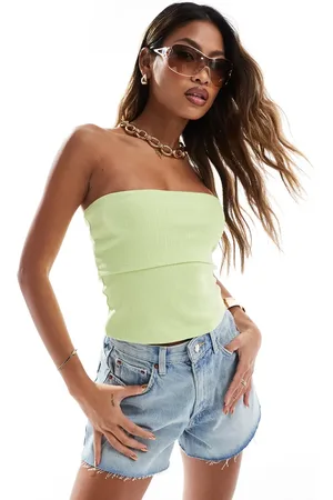 ASOS Rib fold over bandeau top in light