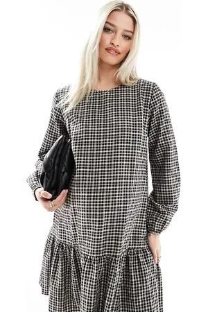 Mama;licious Mamalicious Maternity drop waist smock mini dress in check print