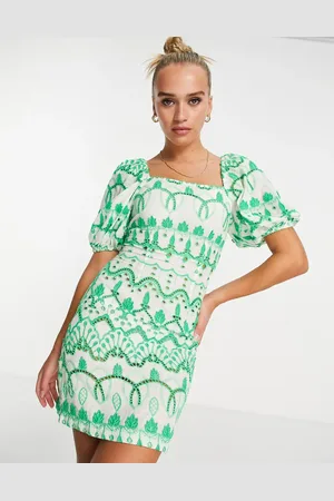 Never Fully Dressed Puff sleeve broderie mini dress in