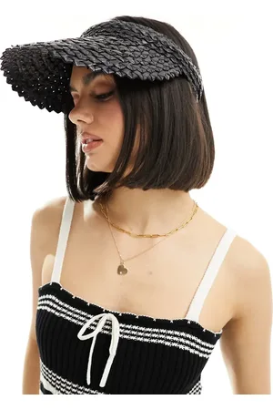 My Accessories Raffia visor hat in