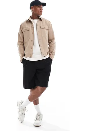 River Island Linen blend overshirt in light brown