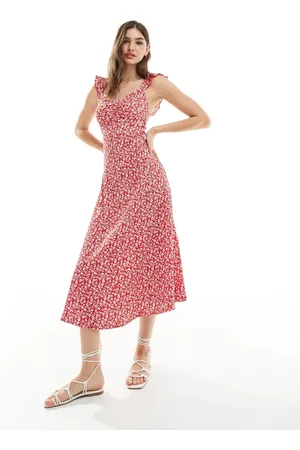New Look Crinkle ruched front midi dress in floral