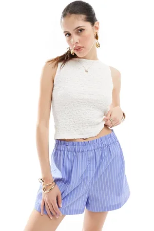 Stradivarius Crinkle boat neck top in
