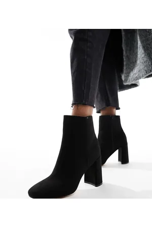 London Rebel London Rebel Wide Fit block heel ankle boots in micro