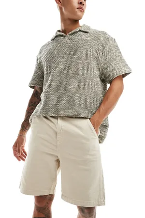 SELECTED Loose fit carpenter shorts in stone