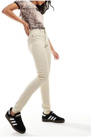 Noisy May Callie high wasited skinny jeans in ecru