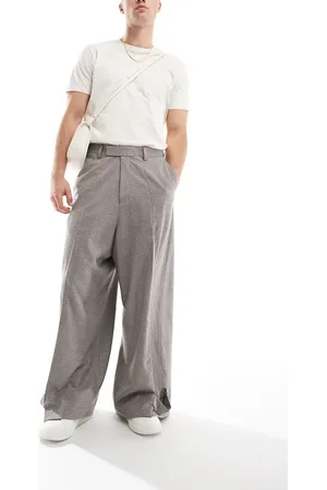 ASOS Smart extreme wide trousers with cuff straps in texture