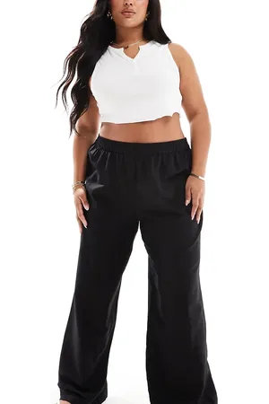 Pieces® Pieces Curve linen touch wide leg trouser in