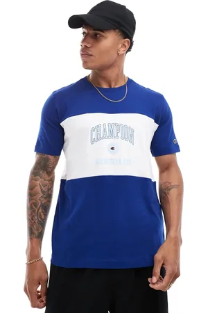 Champion Rochester collegiate colourblock t-shirt in and white