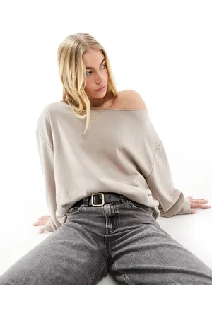 ASOS Off shoulder oversized sweatshirt in mink