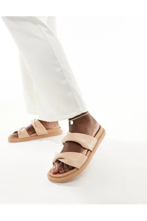 London Rebel Twist strap sandals in beige