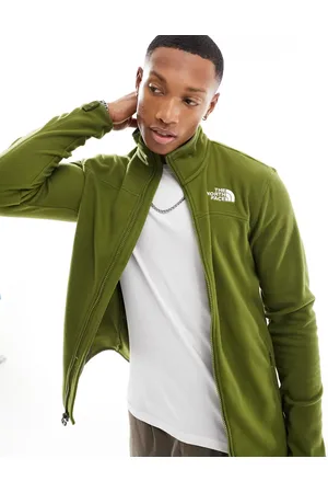 The North Face Glacier zip logo fleece in olive