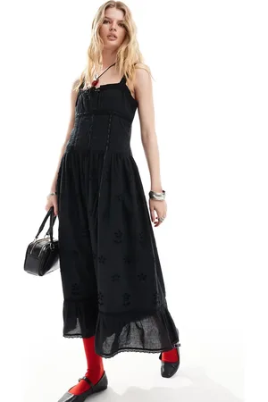 Reclaimed Tiered western cowgirl midi dress in
