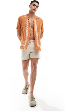 ASOS Relaxed revere shirt with embroidery border